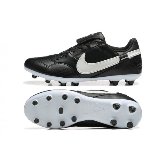 Sale Nike The Premier III FG Black and White Mens Soccer Cleats Soccer Cleats