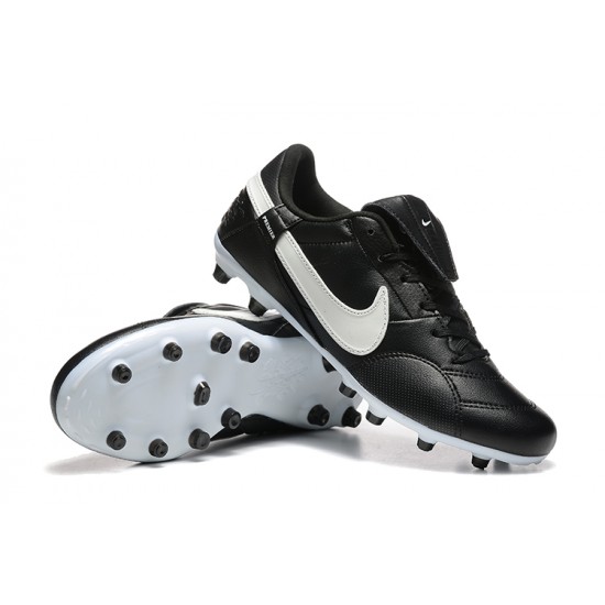 Sale Nike The Premier III FG Black and White Mens Soccer Cleats Soccer Cleats