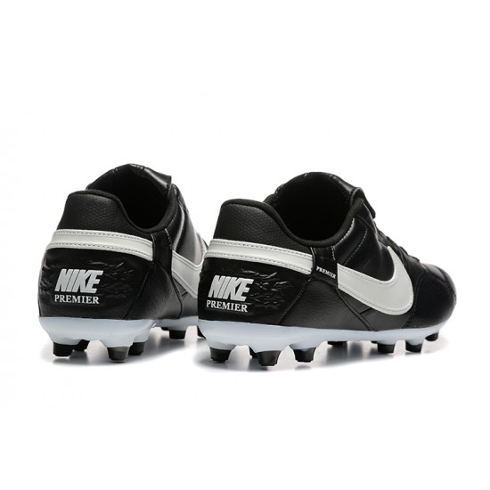 Sale Nike The Premier III FG Black and White Mens Soccer Cleats Soccer Cleats