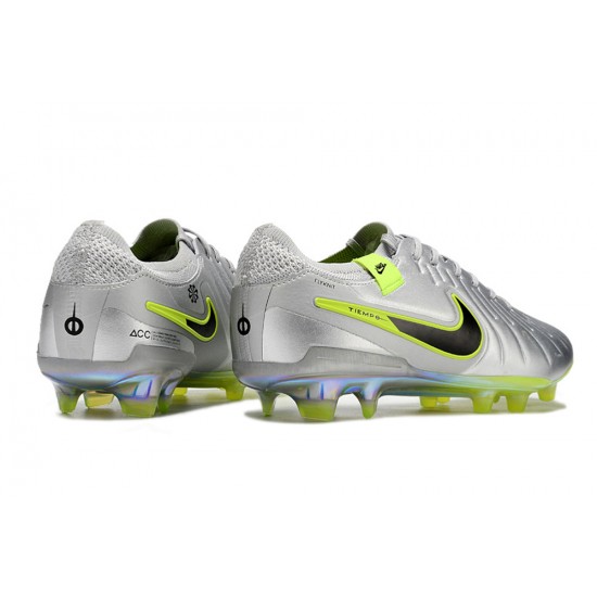 Sale Nike Tiempo Legend 10 Elite FG Silver Mens Soccer Cleats Soccer Cleats