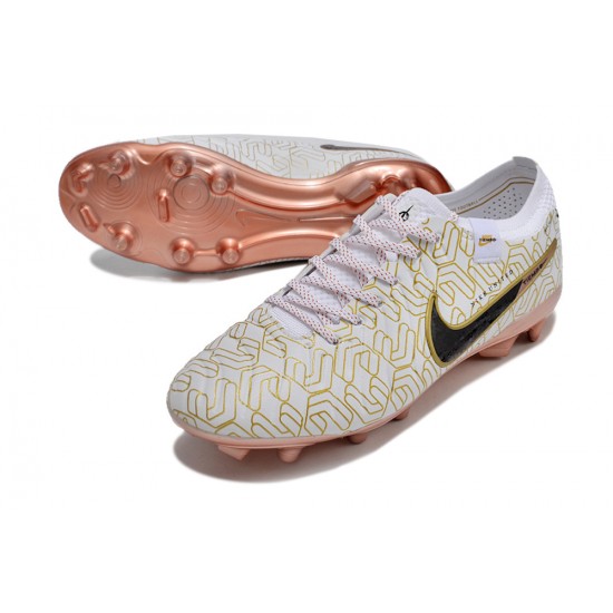 Sale Unisex Nike Tiempo Legend 10 Elite FG Gold White Soccer Cleats Soccer Cleats