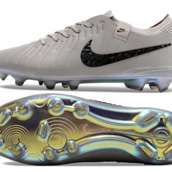 Unisex Nike Tiempo Legend 10 Elite FG Grey Gold Soccer Cleats 