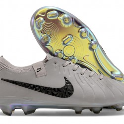 Unisex Nike Tiempo Legend 10 Elite FG Grey Gold Soccer Cleats 