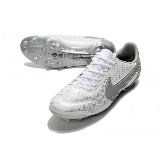 Nike Tiempo Legend 9 Elite FG Soccer Cleats White Gray