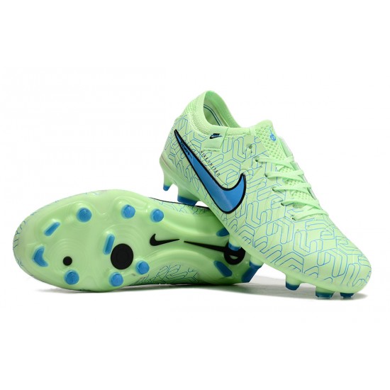 Nike Tiempo Legend 10 Elite FG Low Soccer Cleats Green Blue