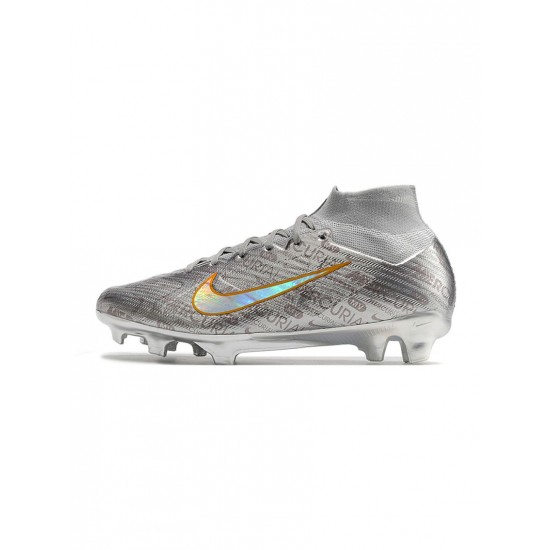 Nike Zoom Mercurial Superfly Ix Elite Xxv Se FG Metallic Silver Black Wolf Grey Soccer Cleats