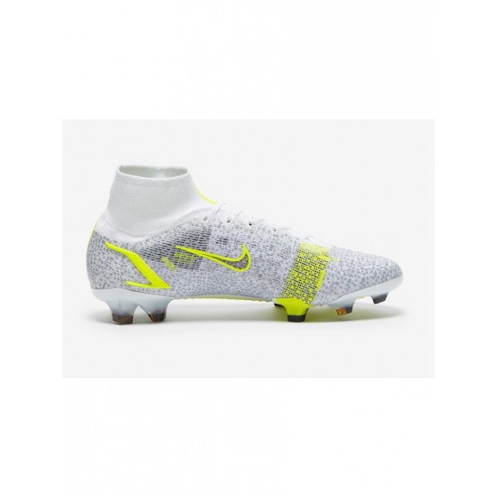 Nike Mercurial Superfly Viii Elite FG White Black Meatallic Silver Volt Soccer Cleats