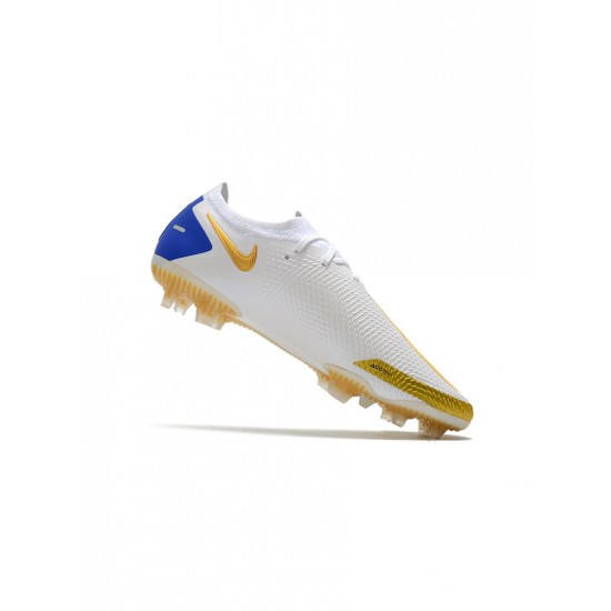 Nike Phantom Gt Elite FG White Golden Blue Soccer Cleats