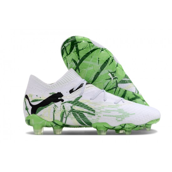 Sale Puma Future FG Mens White Green Soccer Cleats