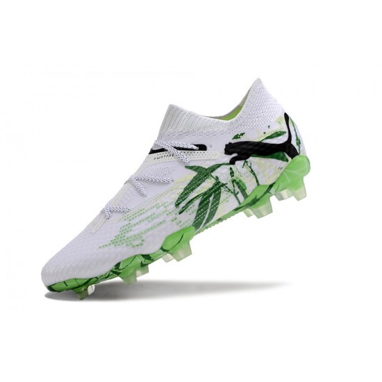 Sale Puma Future FG Mens White Green Soccer Cleats