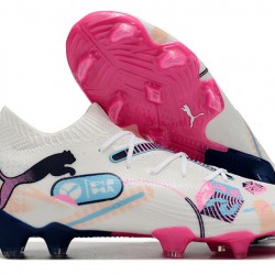 Puma Future FG White and Pink Mens  