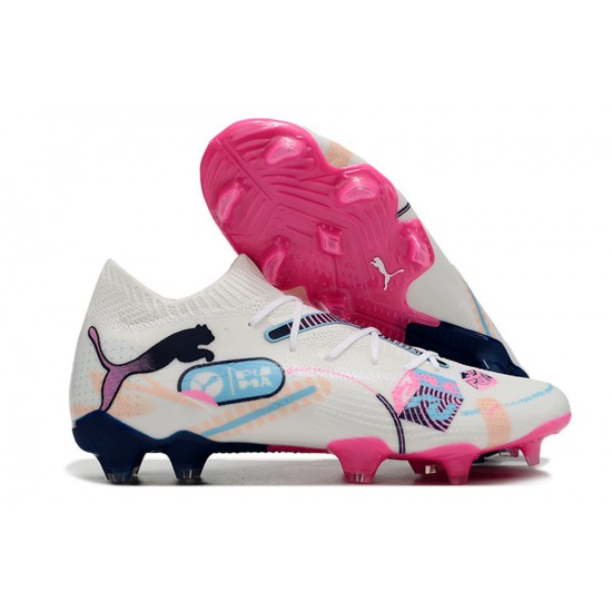 Puma Future FG White and Pink Mens