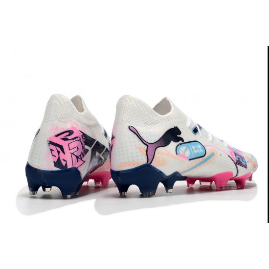 Sale Puma Future FG White and Pink Mens Soccer Cleats