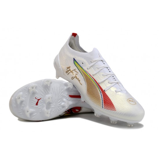 Puma Ultra Ultimate FG Mens White and Gold  