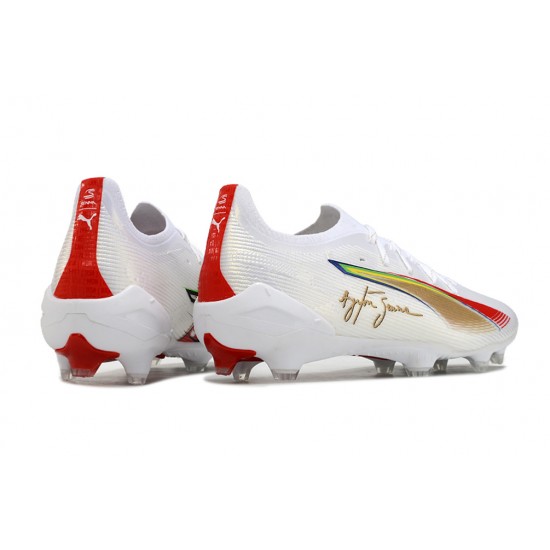 Puma Ultra Ultimate FG Mens White and Gold  