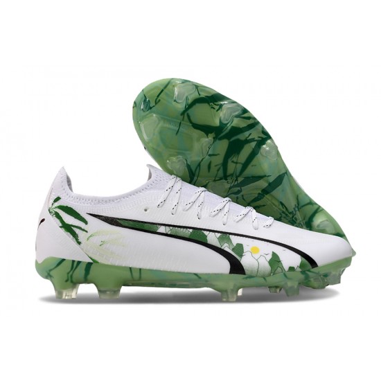 Puma Ultra Ultimate FG Mens White and Green