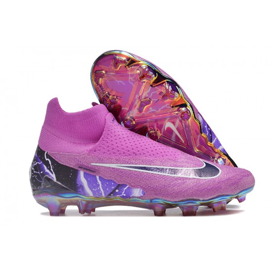 Sale Nike Phantom GX Elite FG High Top Soccer Cleats Purple Black