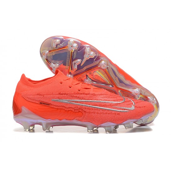 Sale Nike Phantom GX Elite FG Low Soccer Cleats Orange Silver