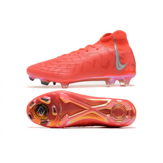 Nike Phantom Luna Elite FG High Top Red Silver Soccer Cleats