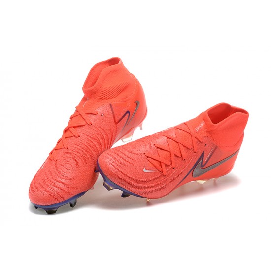 Nike Phantom Luna Elite FG High Top Red Silver Soccer Cleats