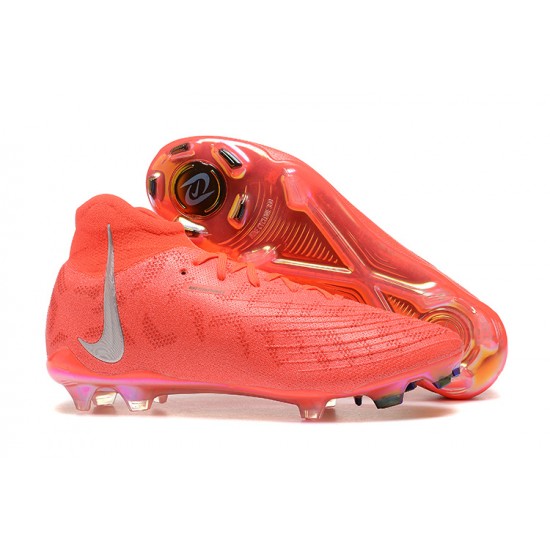 Nike Phantom Luna Elite FG High Top Red Silver Soccer Cleats