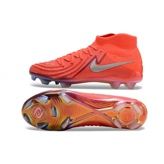 Nike Phantom Luna Elite FG High Top Soccer Cleats Red Silver