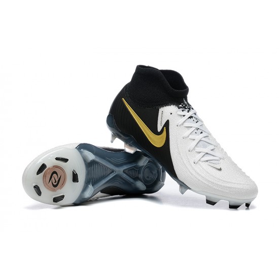 Nike Phantom Luna Elite FG High Top White Black Gold Soccer Cleats