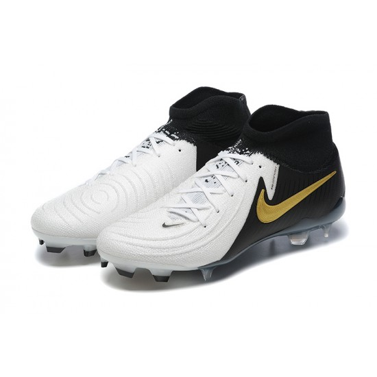 Sale Nike Phantom Luna Elite FG High Top White Black Gold Soccer Cleats