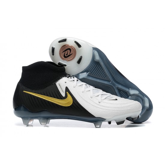 Nike Phantom Luna Elite FG High Top White Black Gold Soccer Cleats