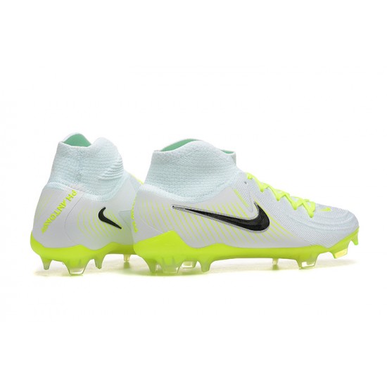 Nike Phantom Luna Elite FG High Top White Black Yellow Green Soccer Cleats