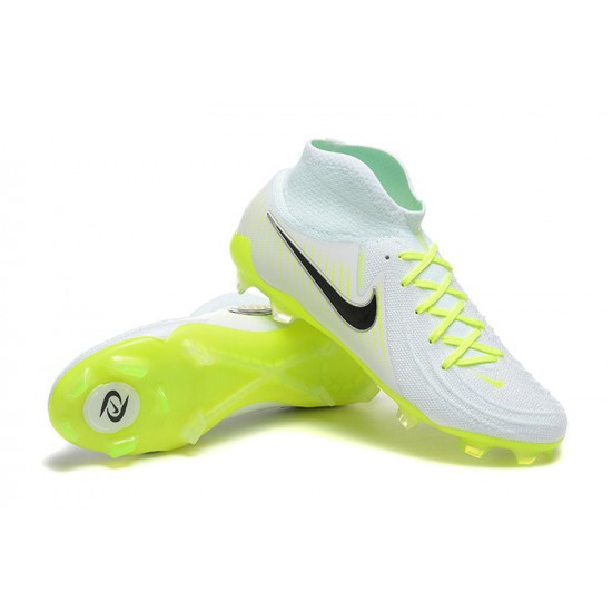 Nike Phantom Luna Elite FG High Top White Black Yellow Green Soccer Cleats