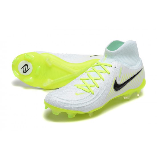 Nike Phantom Luna Elite FG High Top White Black Yellow Green Soccer Cleats