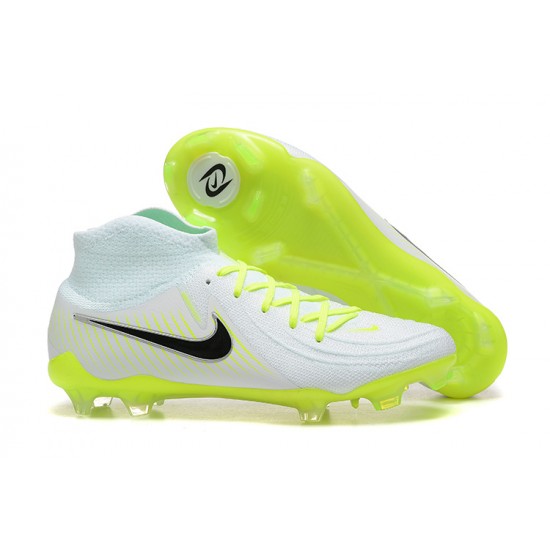 Nike Phantom Luna Elite FG High Top White Black Yellow Green Soccer Cleats