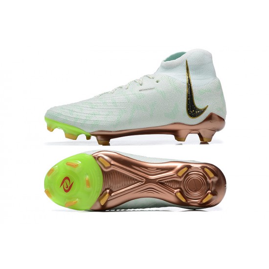 Nike Phantom Luna Elite FG High Top White Gold Green Soccer Cleats