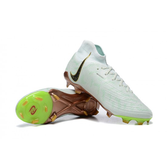 Nike Phantom Luna Elite FG High Top White Gold Green Soccer Cleats