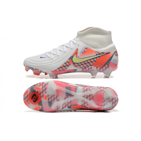 Nike Phantom Luna Elite FG High Top White Orange Soccer Cleats