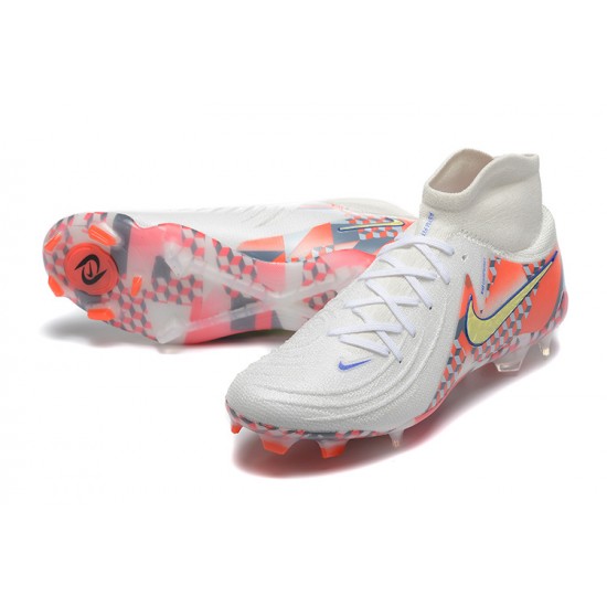 Nike Phantom Luna Elite FG High Top White Orange Soccer Cleats