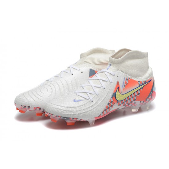 Nike Phantom Luna Elite FG High Top White Orange Soccer Cleats