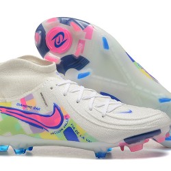 Nike Phantom Luna Elite FG High Top White Pink Blue Soccer Cleats