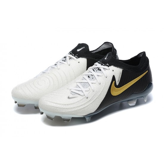 Nike Phantom Luna Elite FG Low Black Gold White Soccer Cleats