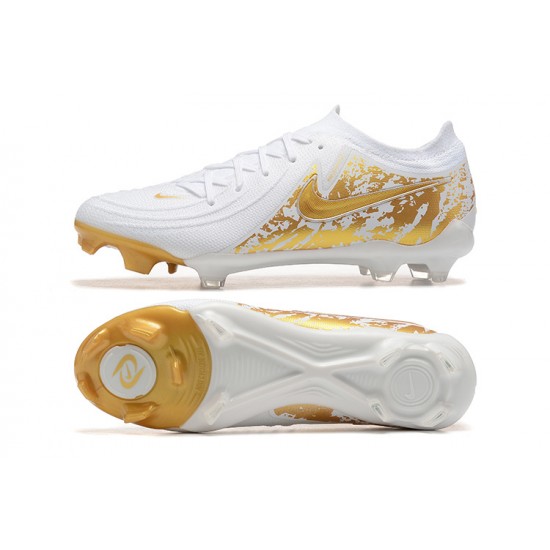 Nike Phantom Luna Elite FG Low Gold White Soccer Cleats