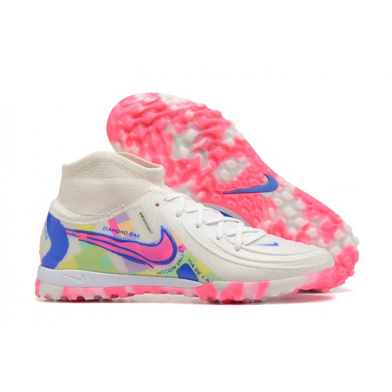 Nike Phantom Luna Elite TF High Top Pink White Blue Soccer Cleats
