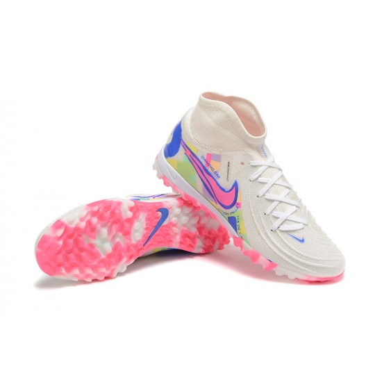 Nike Phantom Luna Elite TF High Top Pink White Blue Soccer Cleats