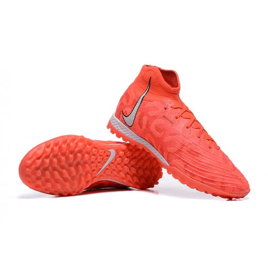 Nike Phantom Luna Elite TF High Top Red Grey Soccer Cleats