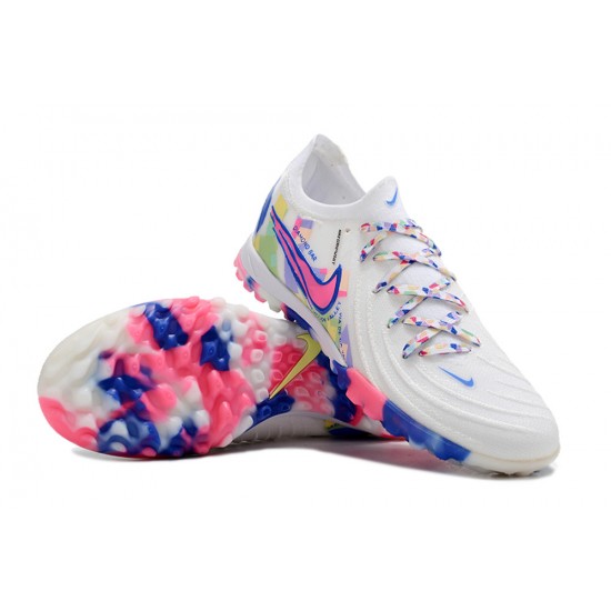 Nike Phantom Luna Elite TF Low Soccer Cleats White Blue Pink