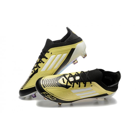 Adidas F50 Elite FG Low Top Gold Black White (M) Soccer Cleats