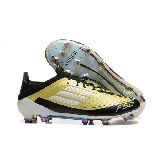 Adidas F50 Elite FG Low Top Gold Black White (M) Soccer Cleats