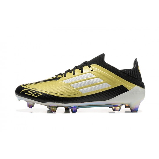 Adidas F50 Elite FG Low Top Gold Black White (M) Soccer Cleats