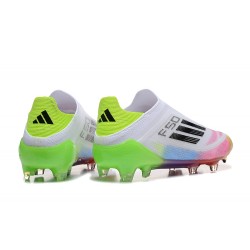 Adidas F50 Elite Laceless FG Low Top White Purple Black (M) Soccer Cleats